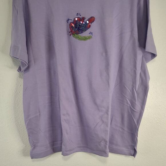 Quacker Factory Lilac Sequin Beaded Dragonfly Short Sleeve T-Shirt Size 2X - Picture 9 of 10